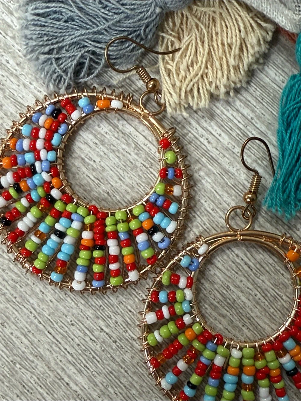 NWT Retro Revival Double Beaded Hoop Earrings